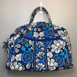 Vera Bradley Blue Bayou Floral Print Quilted Weekender Duffel Bag Travel